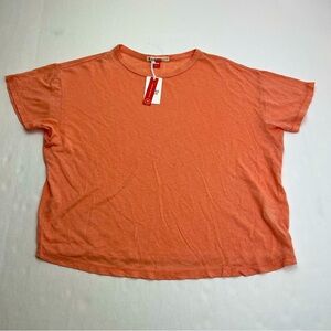 Marine Layer Hemp Cotton Blend Top Short Sleeve Shirt Women Size Small Peach NEW